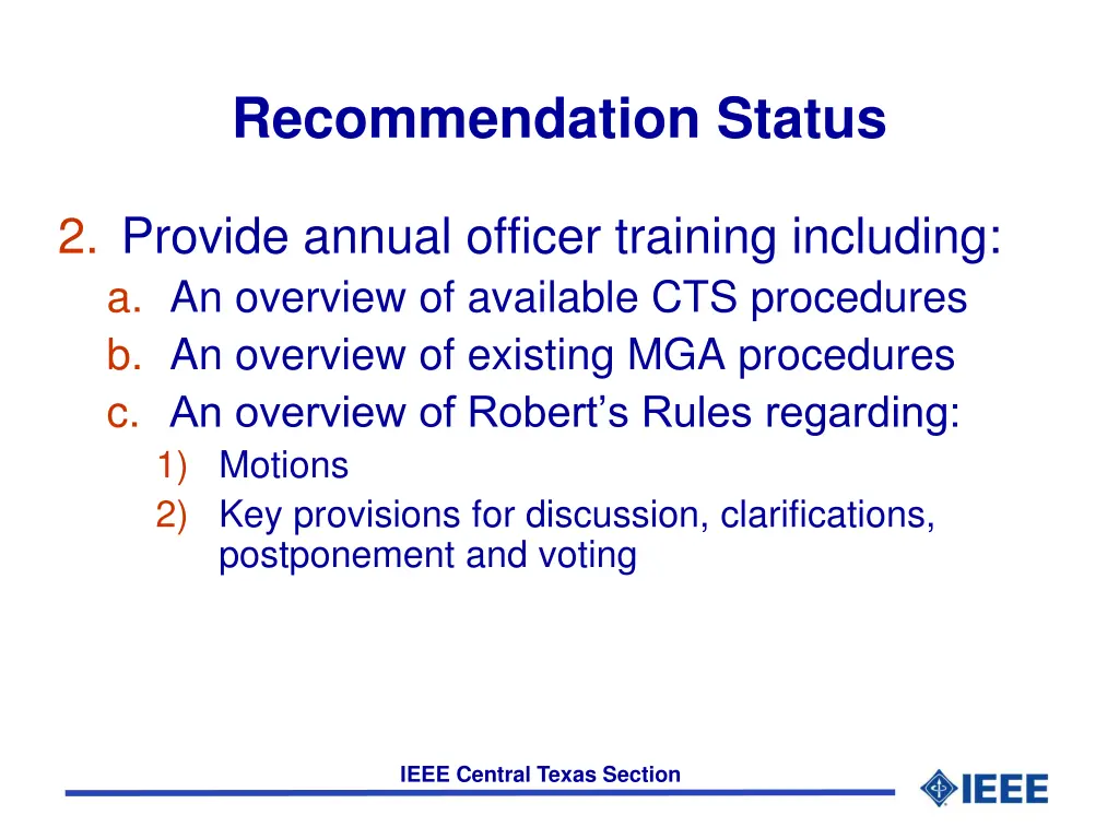 recommendation status 2