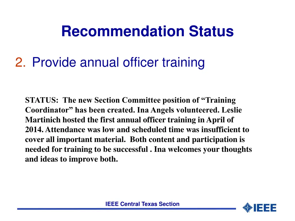 recommendation status 3