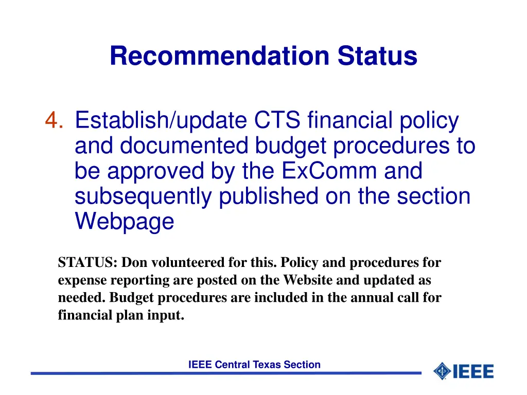 recommendation status 6