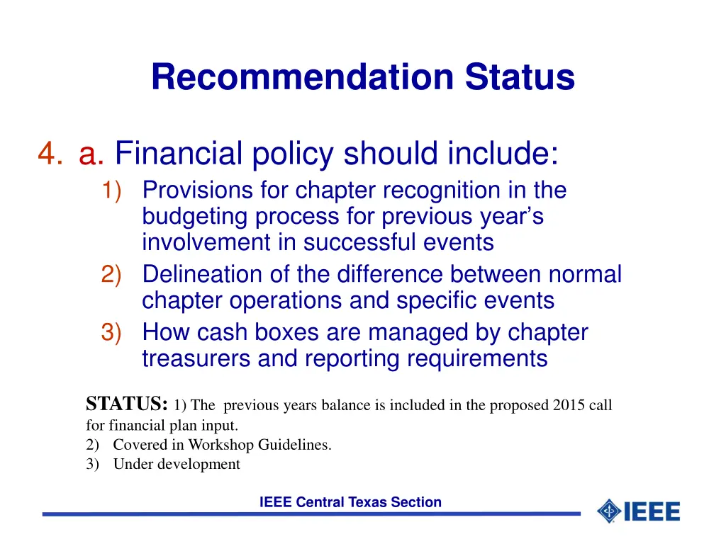 recommendation status 7
