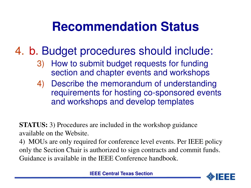 recommendation status 9