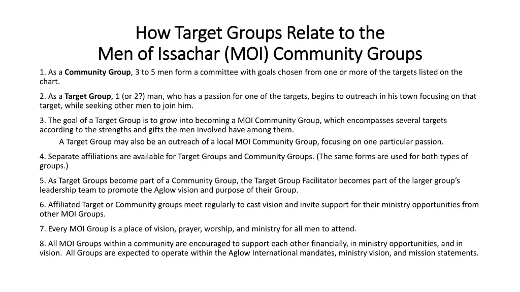 how target groups relate to the how target groups