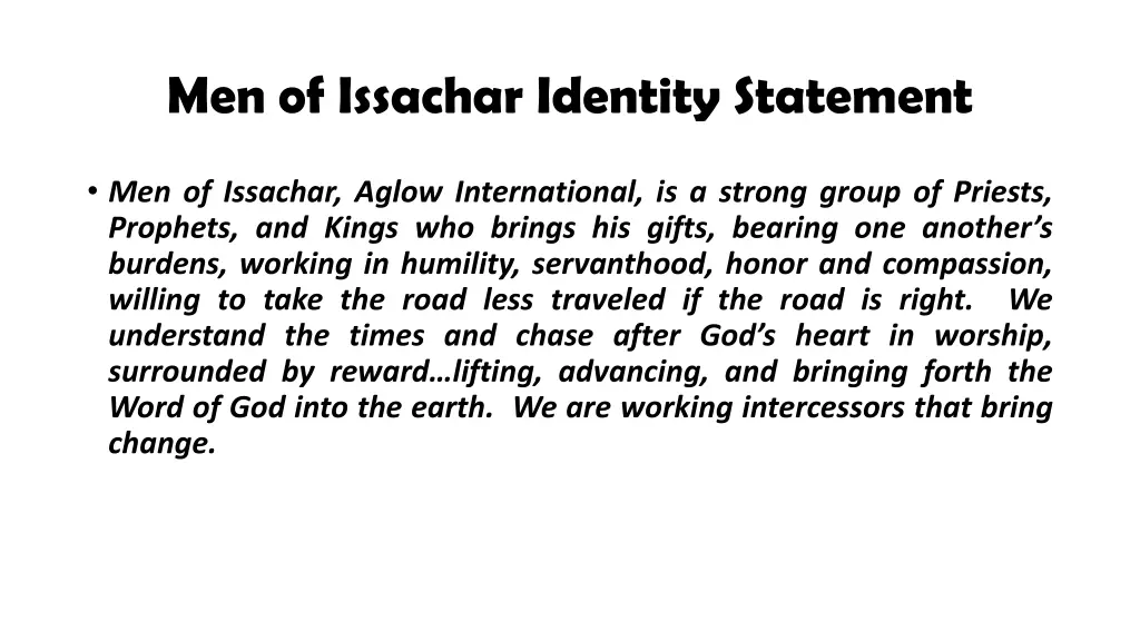 men of issachar identity statement