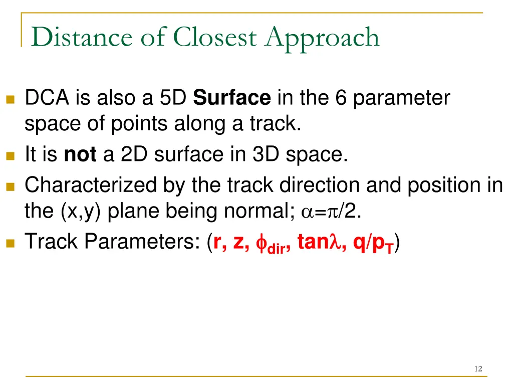 distance of closest approach
