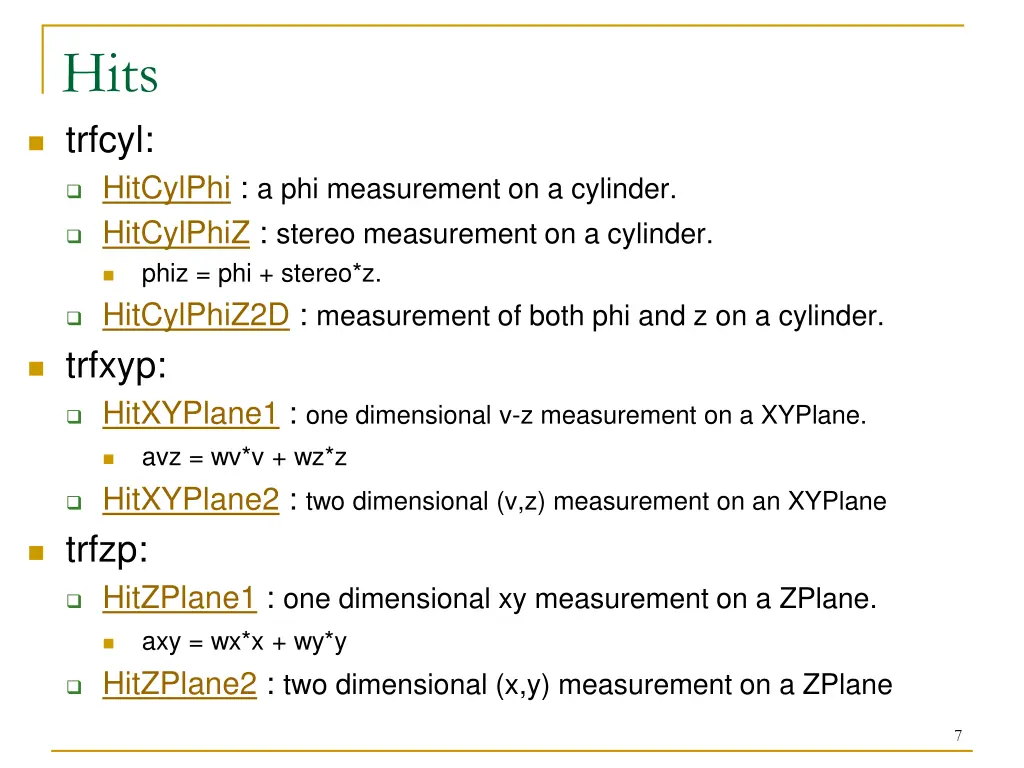 hits trfcyl hitcylphi a phi measurement