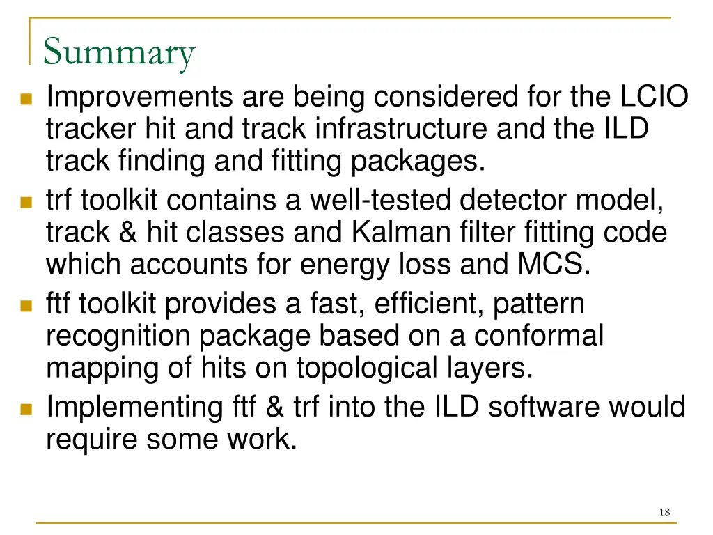 summary improvements are being considered