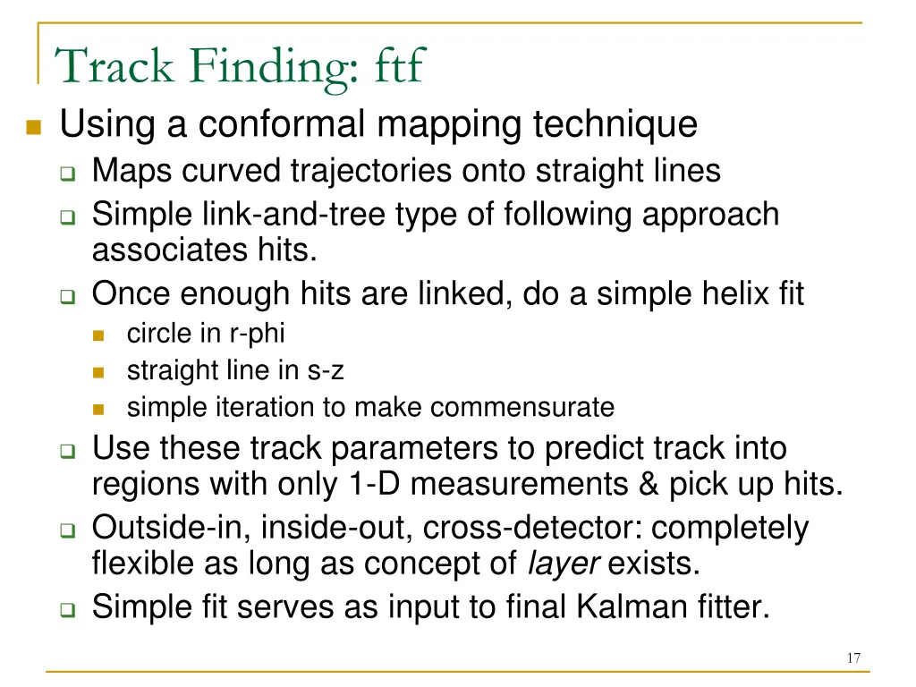track finding ftf using a conformal mapping