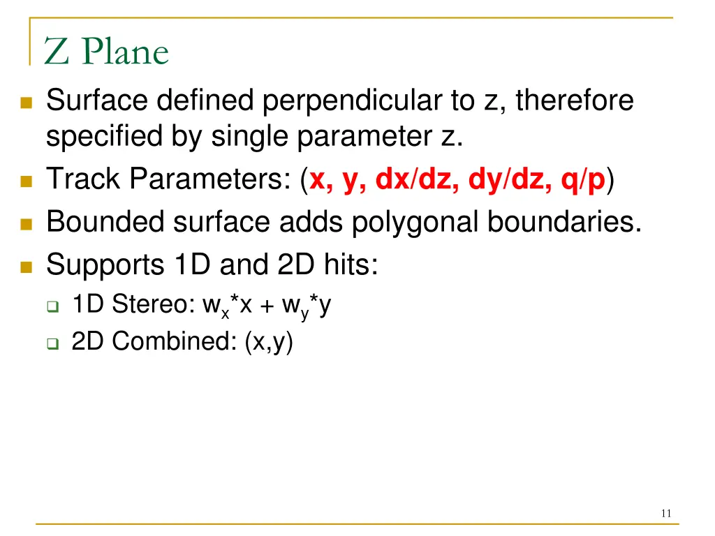 z plane surface defined perpendicular