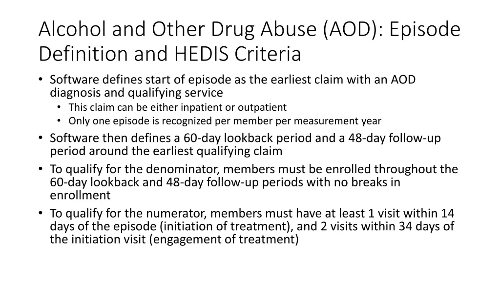 alcohol and other drug abuse aod episode