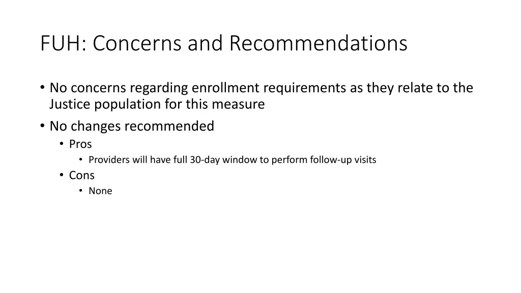fuh concerns and recommendations