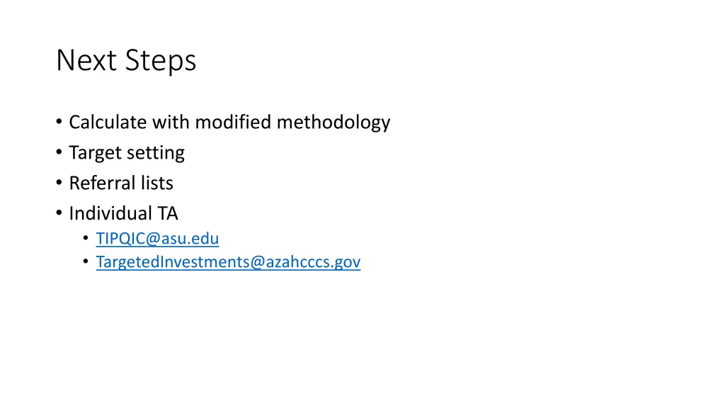 next steps