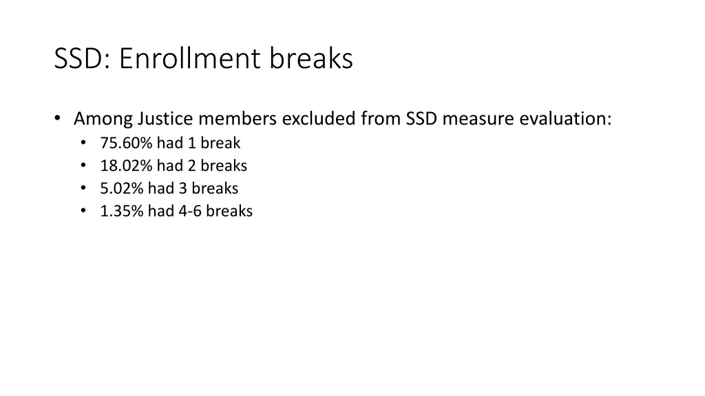 ssd enrollment breaks