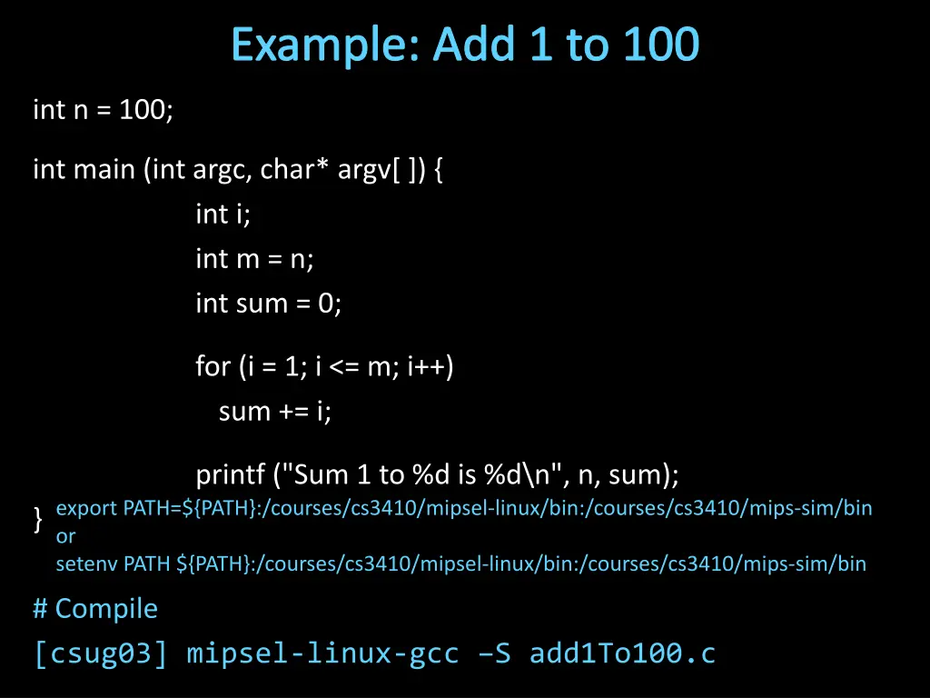 example add 1 to 100 1