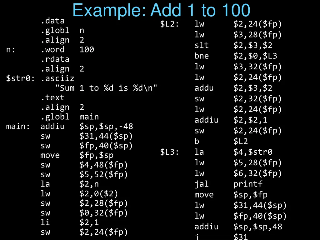 example add 1 to 100 2