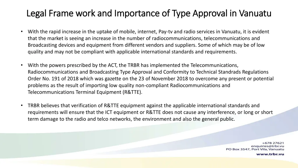 legal frame work and importance of type approval