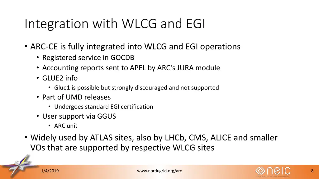 integration with wlcg and egi