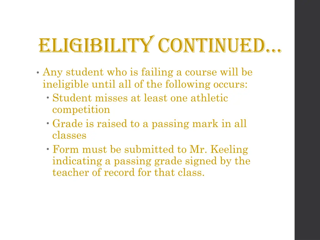 eligibility continued