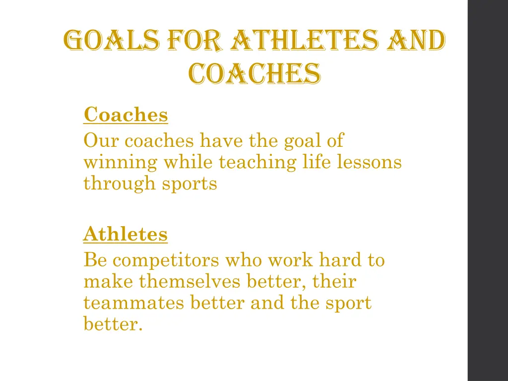 goals for athletes and coaches