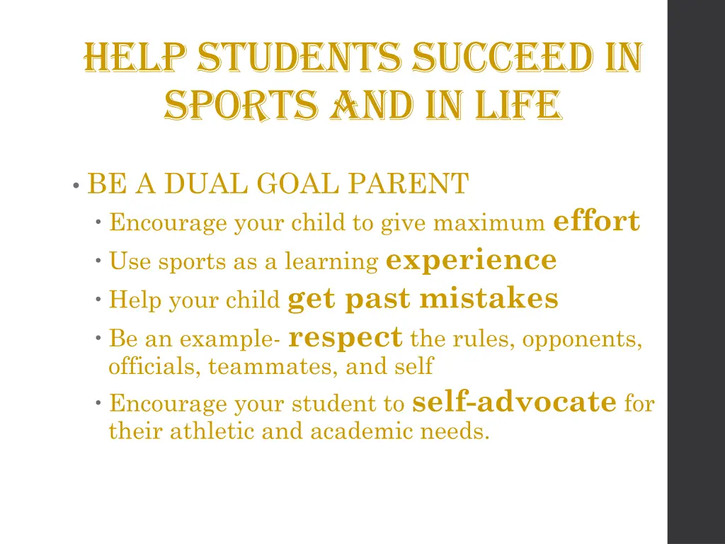 help students succeed in sports and in life