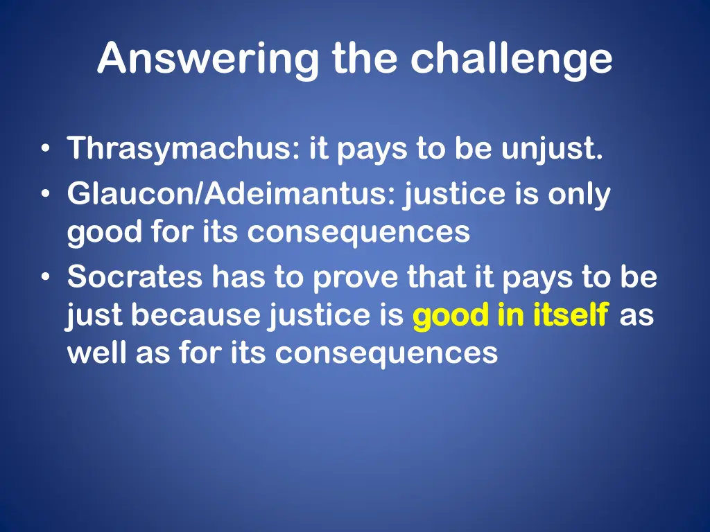 answering the challenge