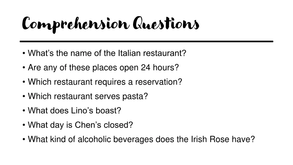 comprehension questions