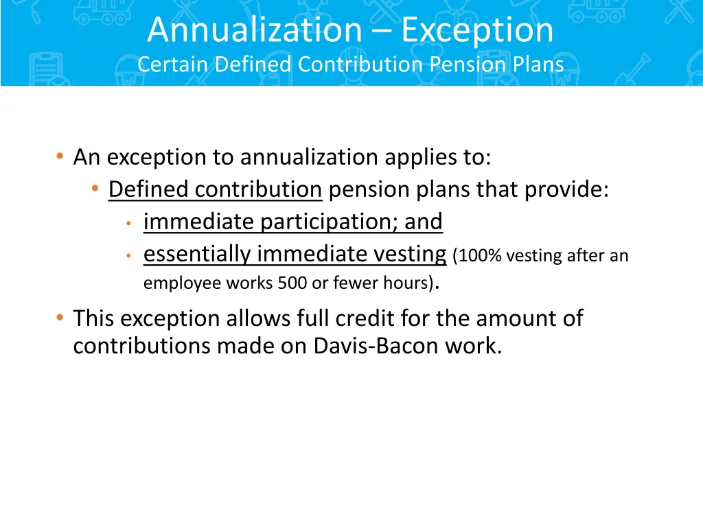 annualization exception certain defined