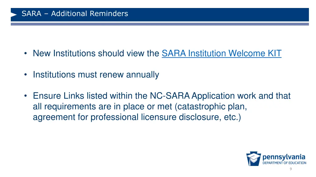 sara additional reminders