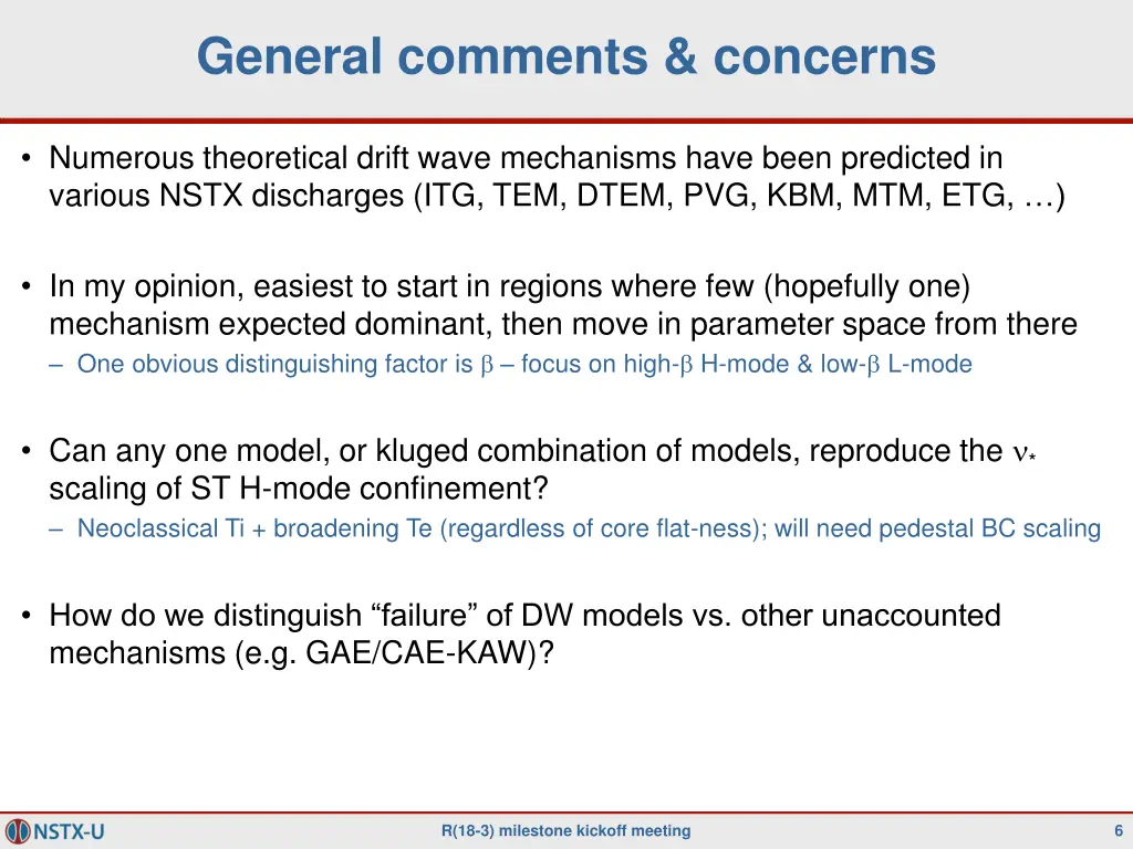 general comments concerns