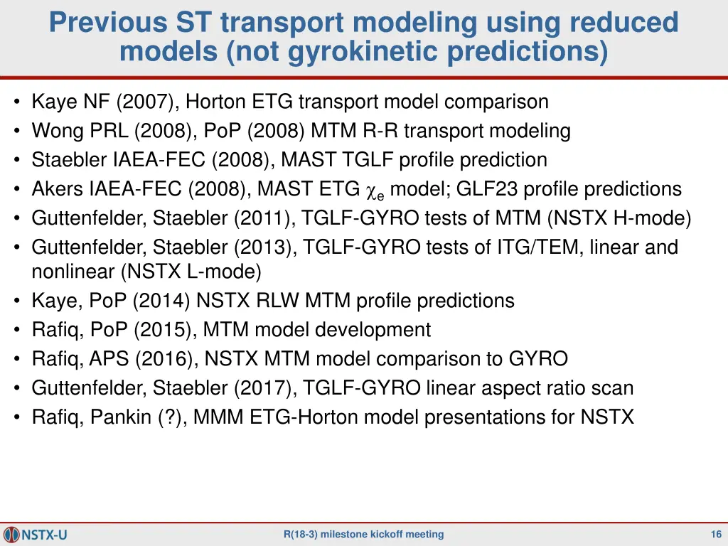 previous st transport modeling using reduced