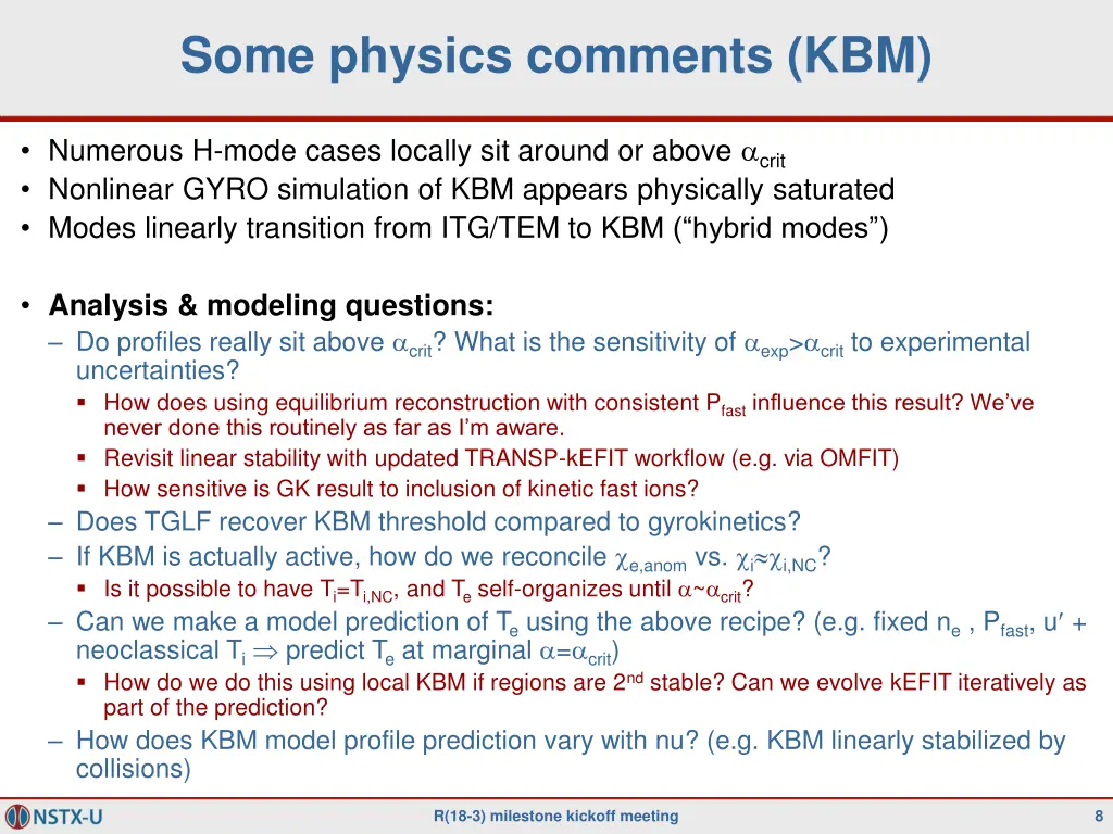 some physics comments kbm