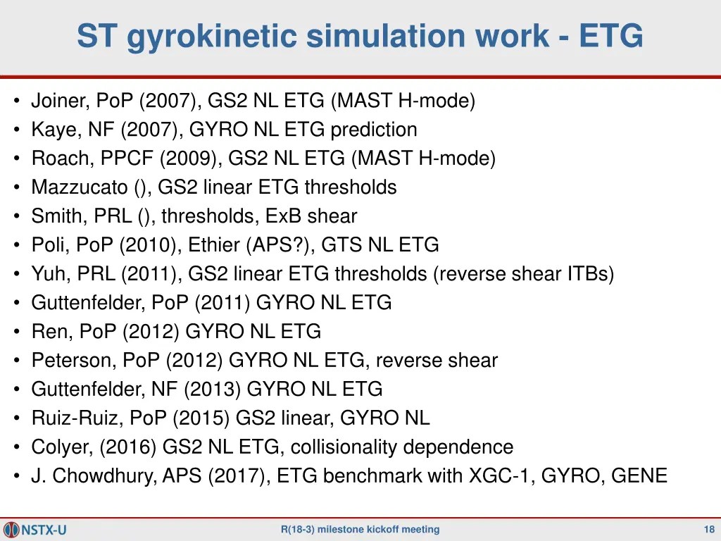 st gyrokinetic simulation work etg