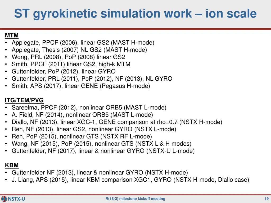 st gyrokinetic simulation work ion scale