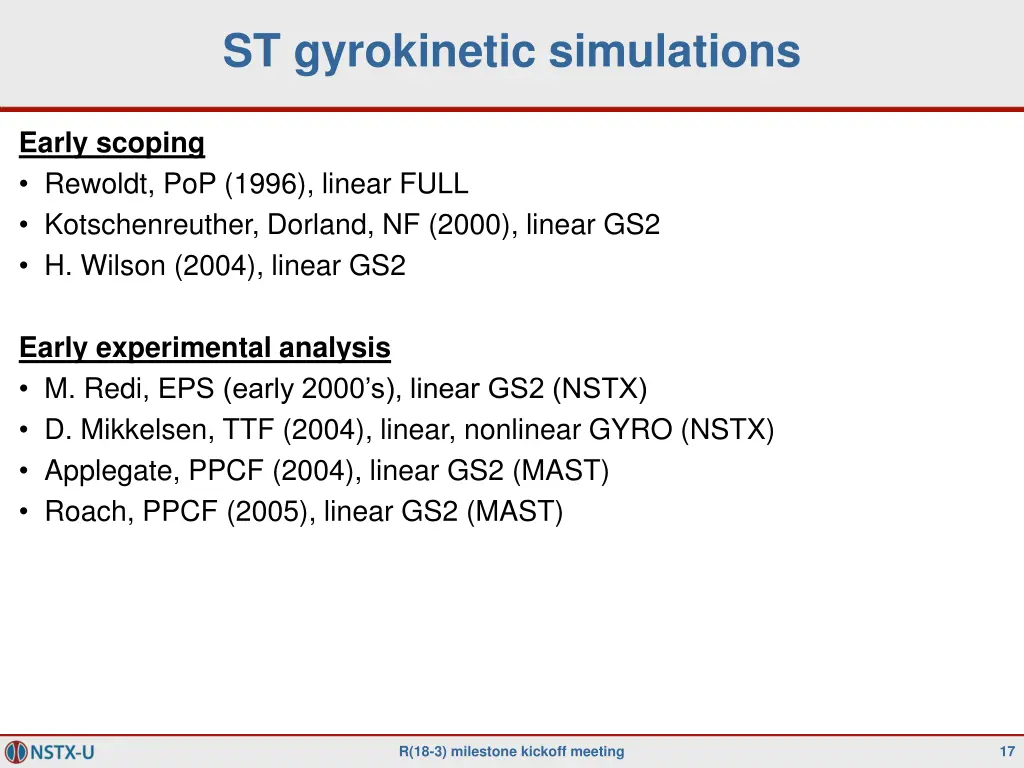 st gyrokinetic simulations