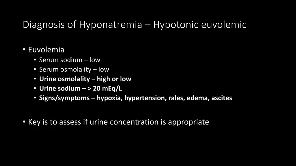 diagnosis of hyponatremia hypotonic euvolemic