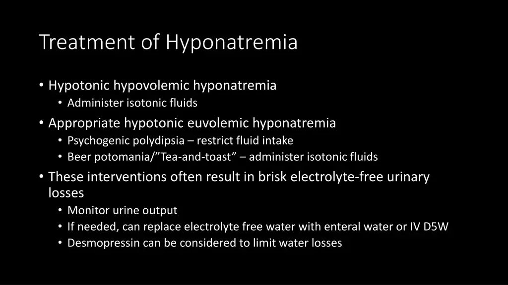 treatment of hyponatremia 1