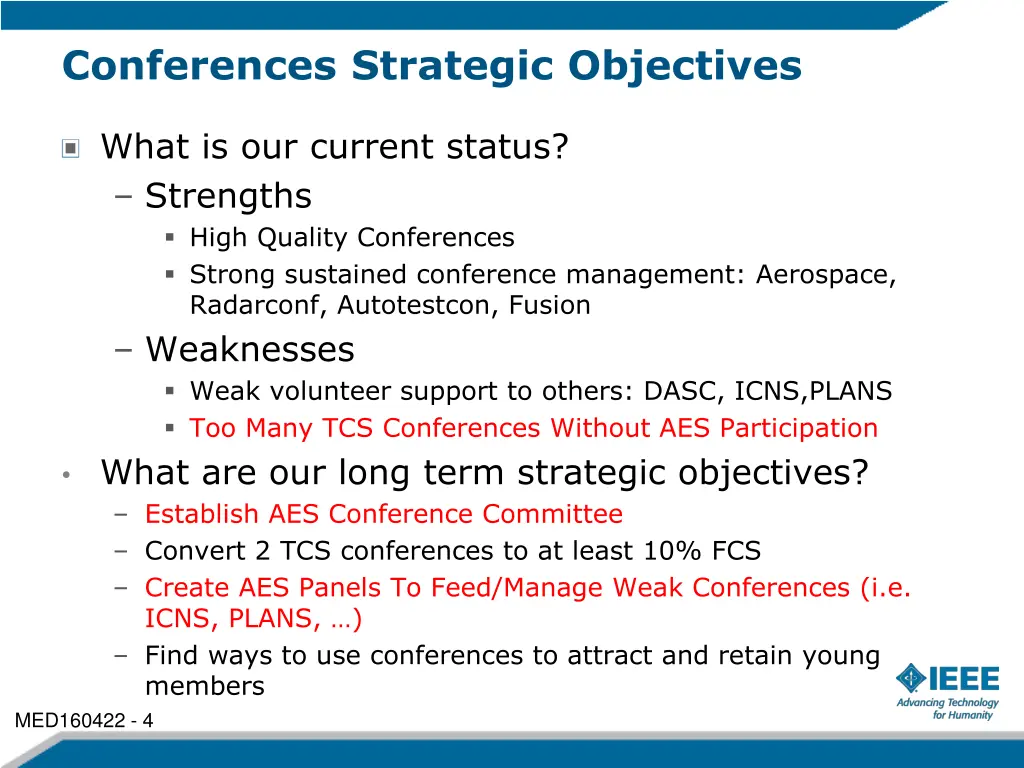 conferences strategic objectives