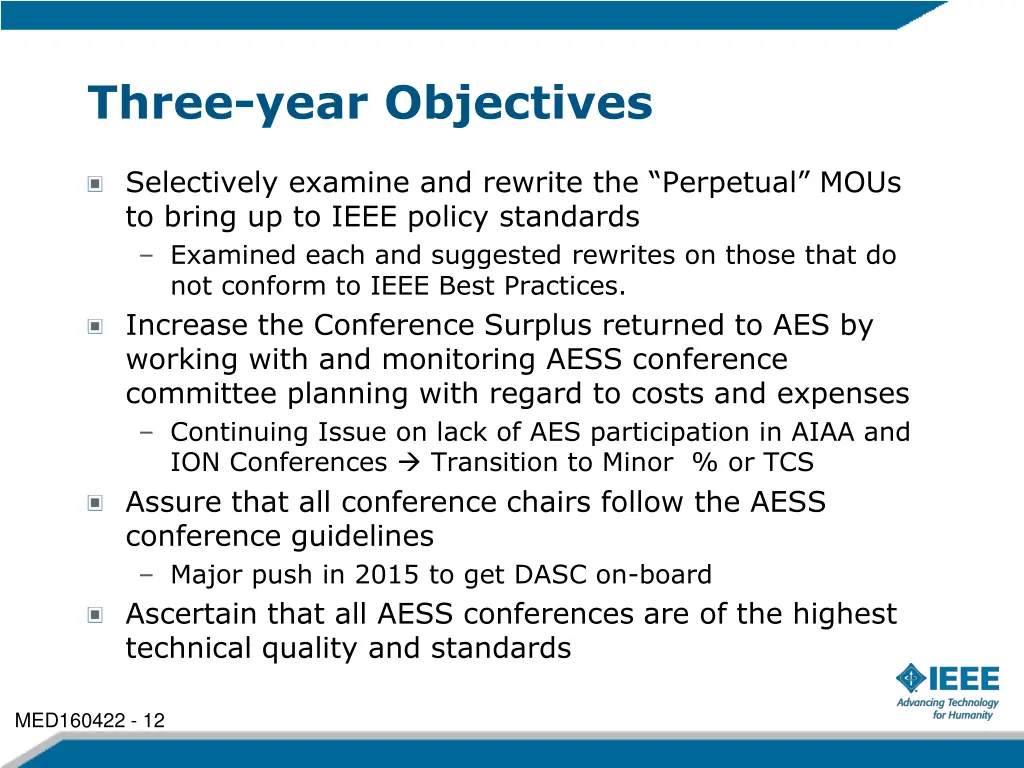 three year objectives
