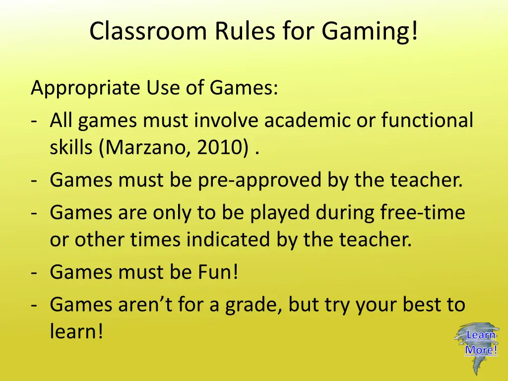 classroom rules for gaming