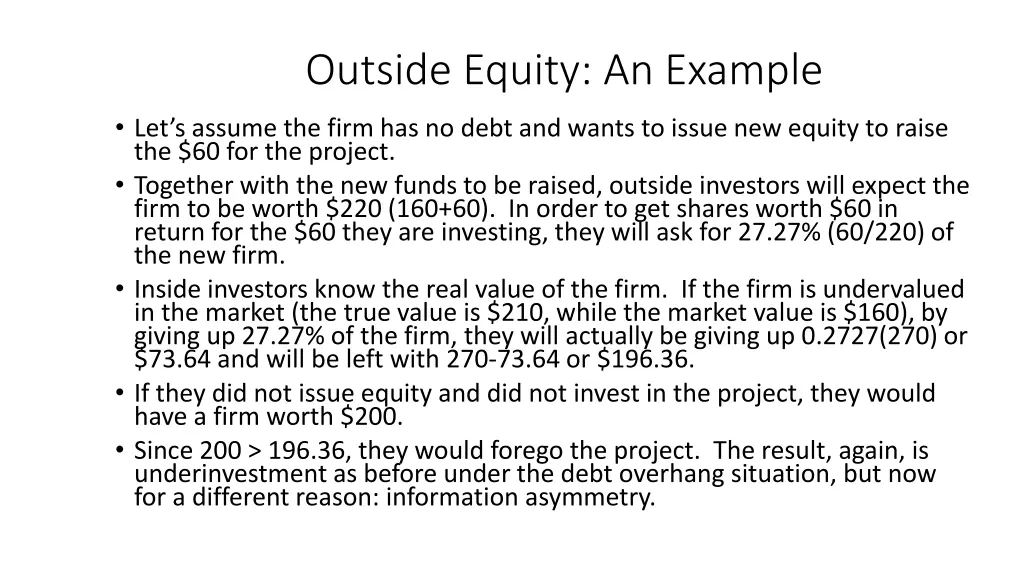 outside equity an example 1