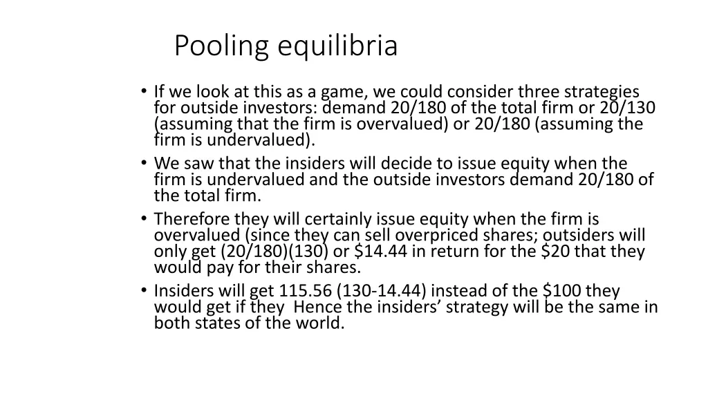 pooling equilibria