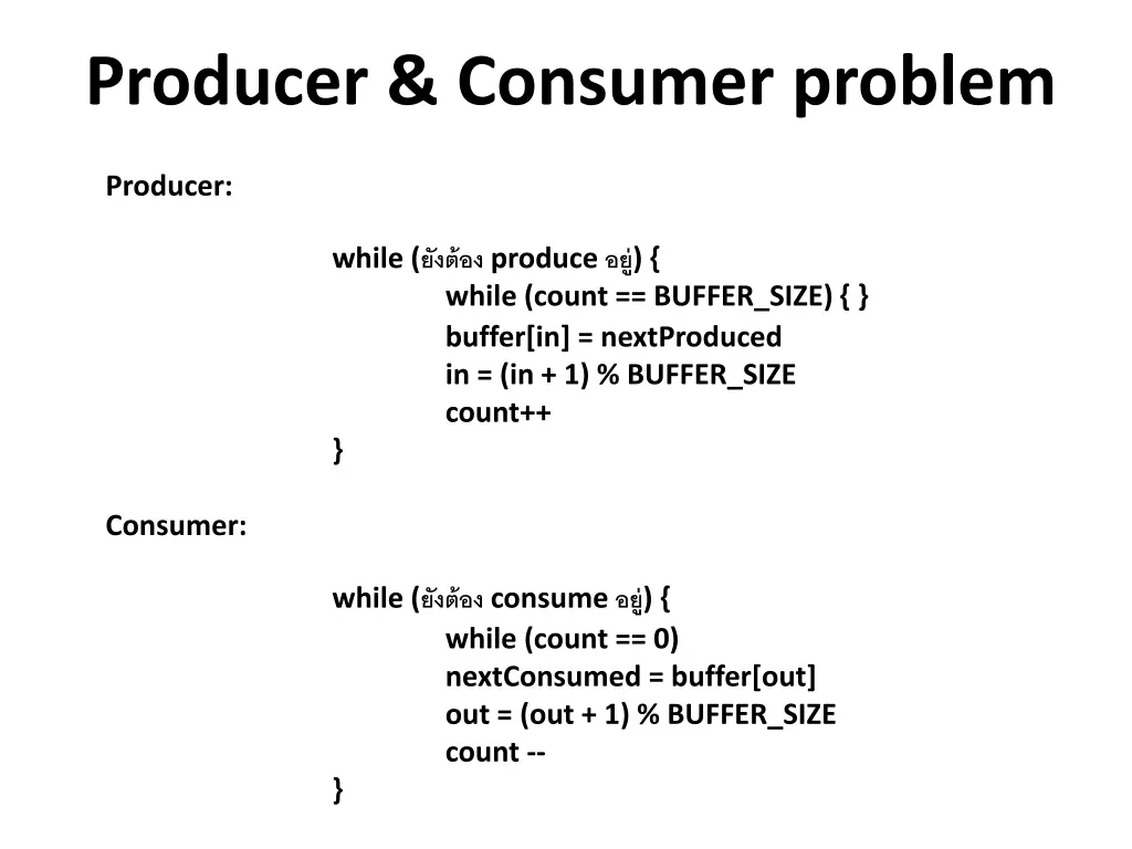 producer consumer problem