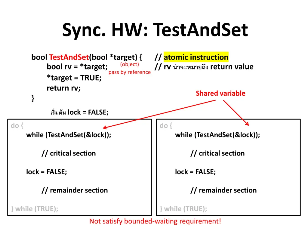 sync hw testandset