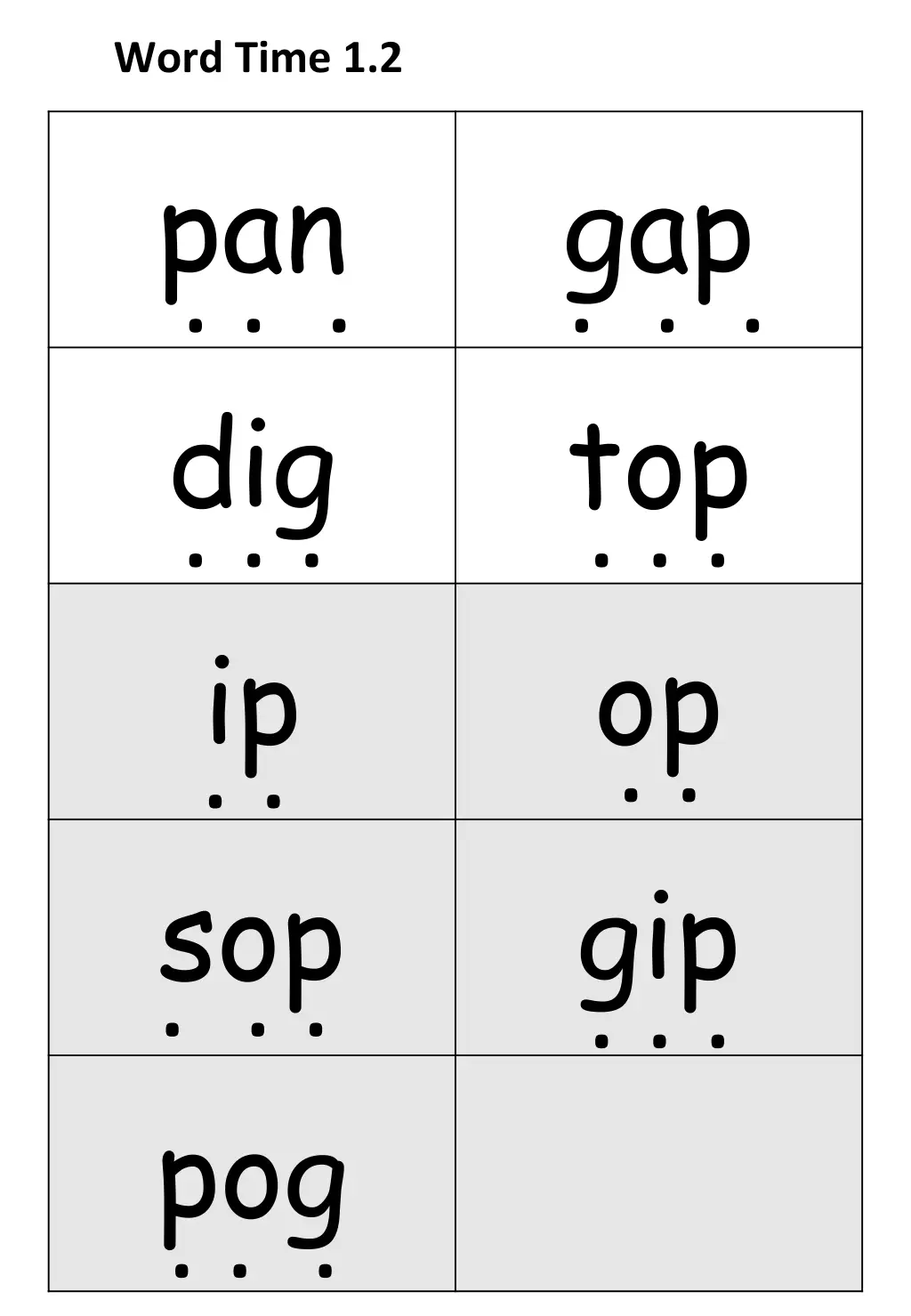 word time 1 2 1