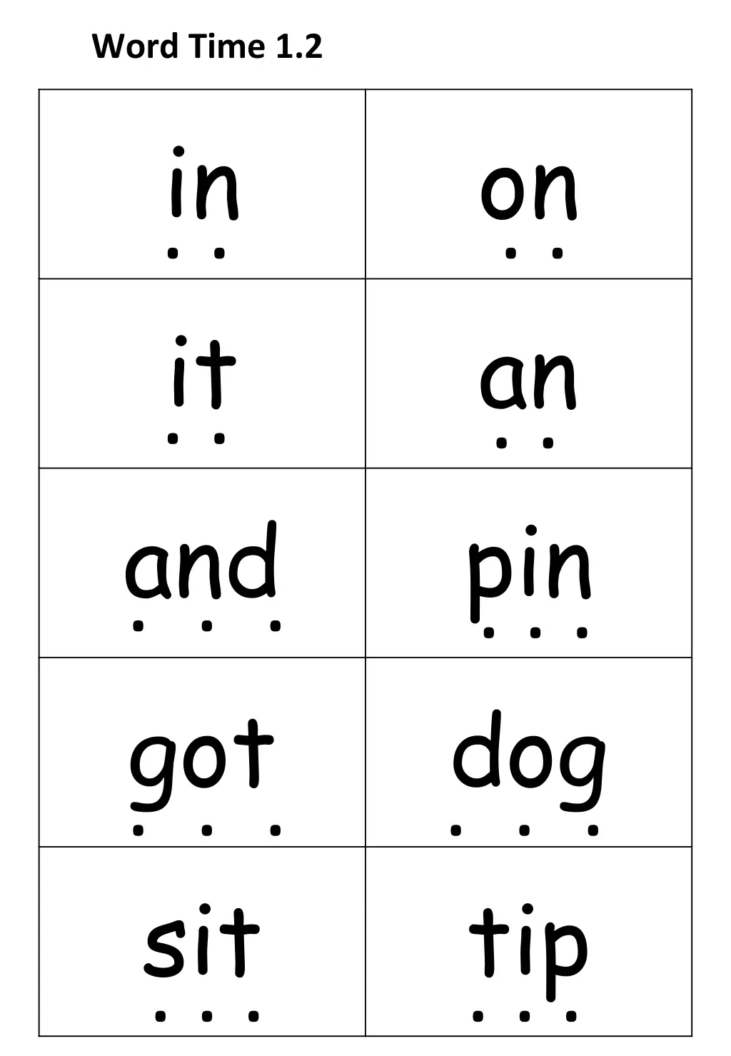 word time 1 2
