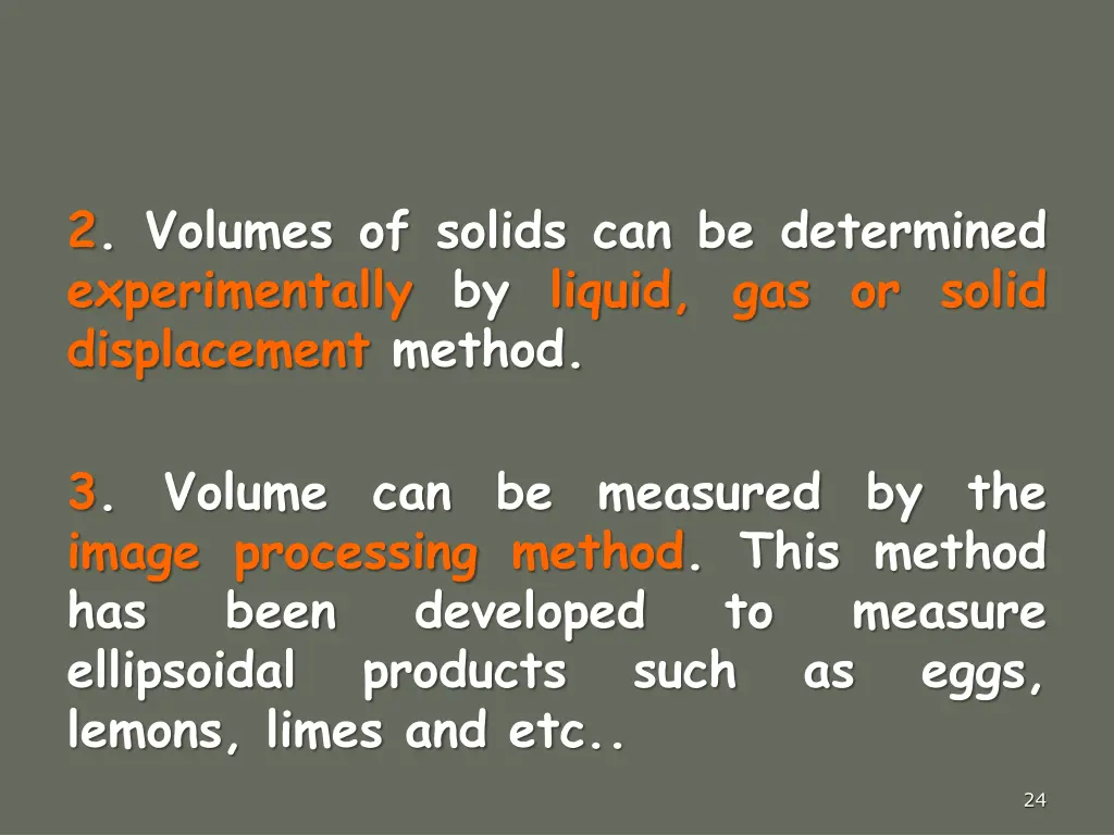 2 volumes of solids can be determined