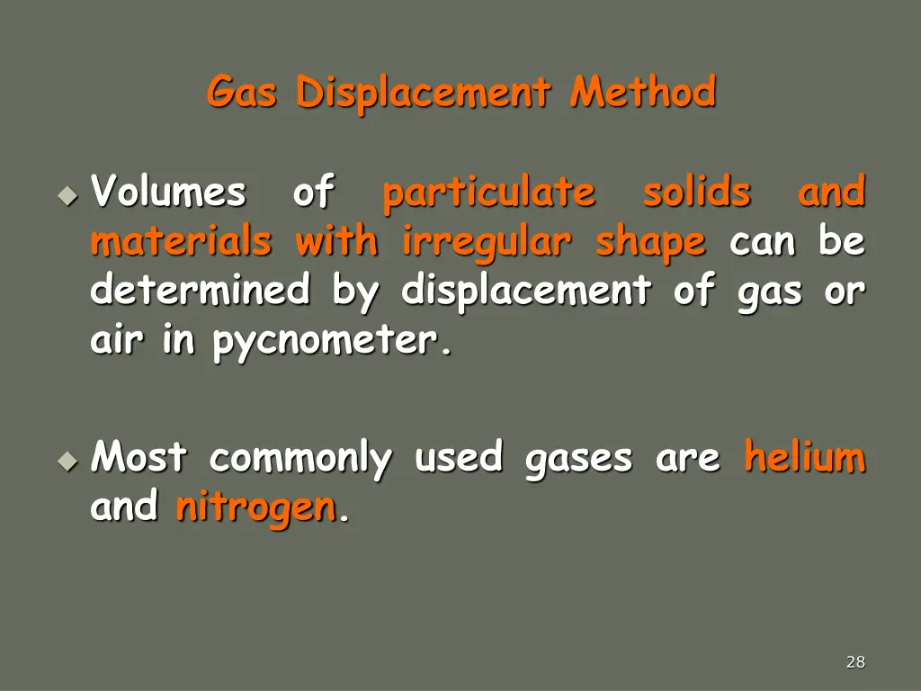 gas displacement method