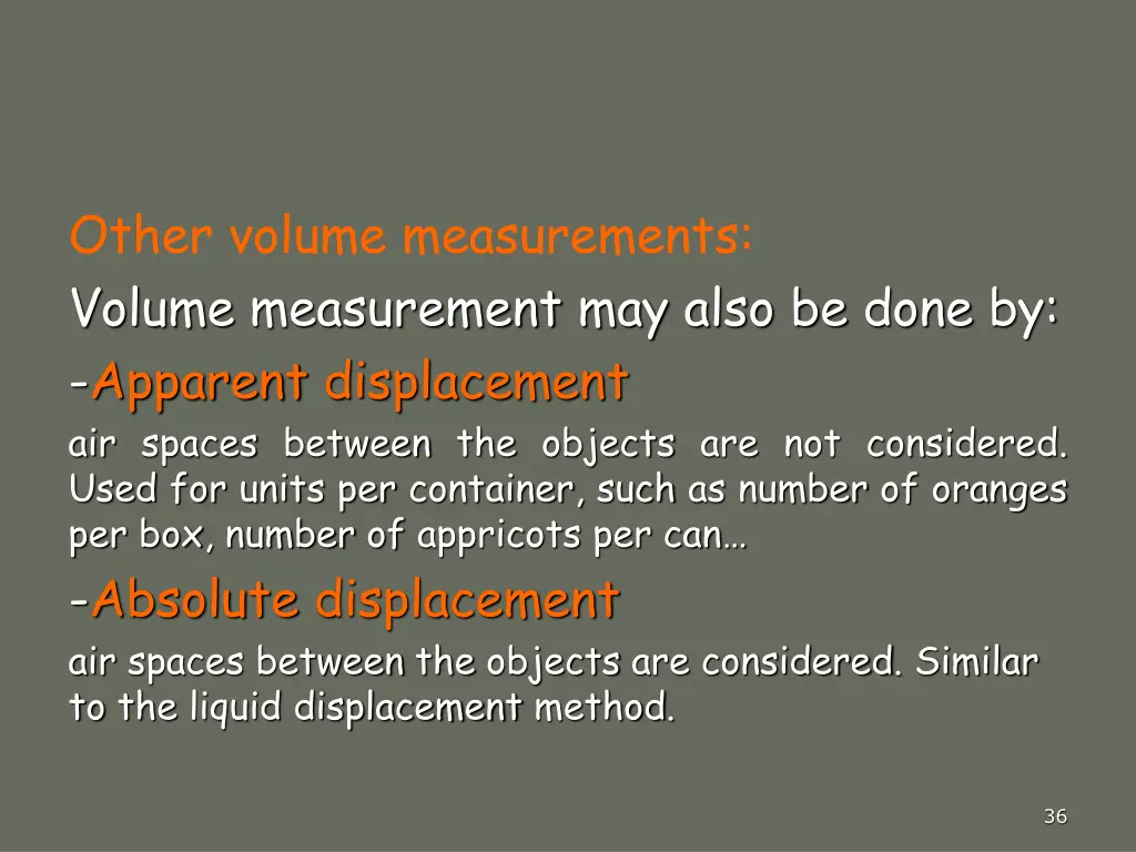 other volume measurements volume measurement