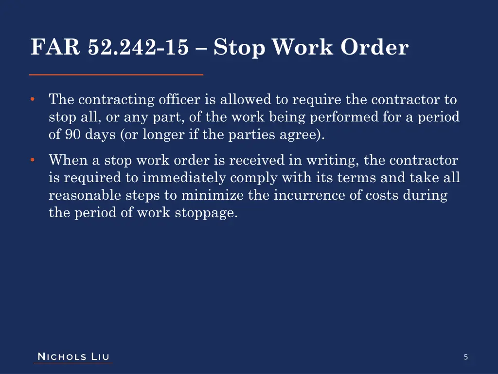 far 52 242 15 stop work order