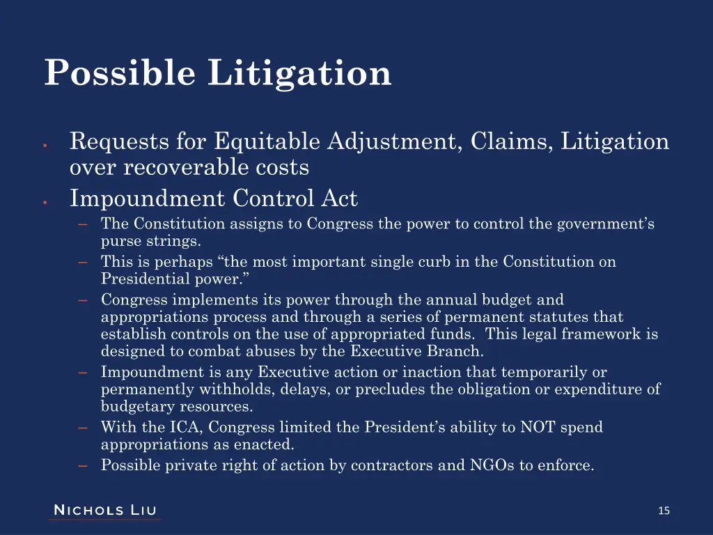possible litigation