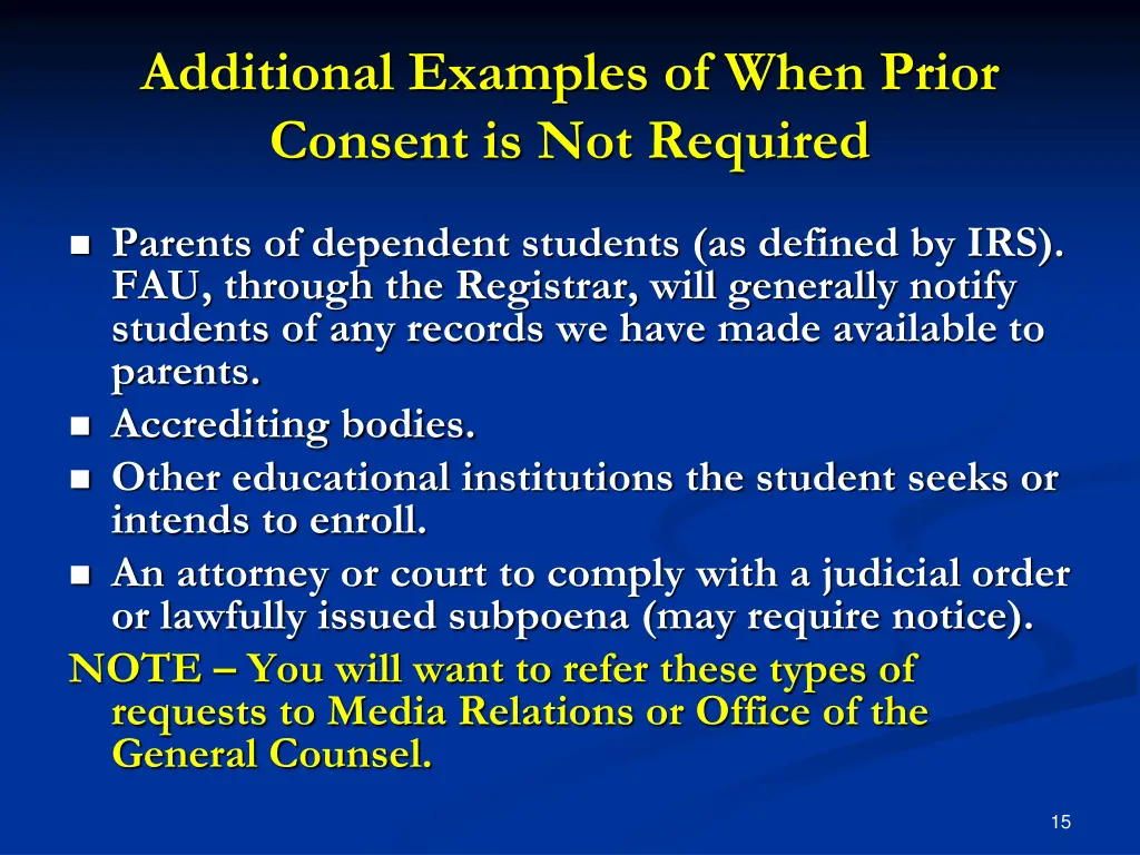 additional examples of when prior consent